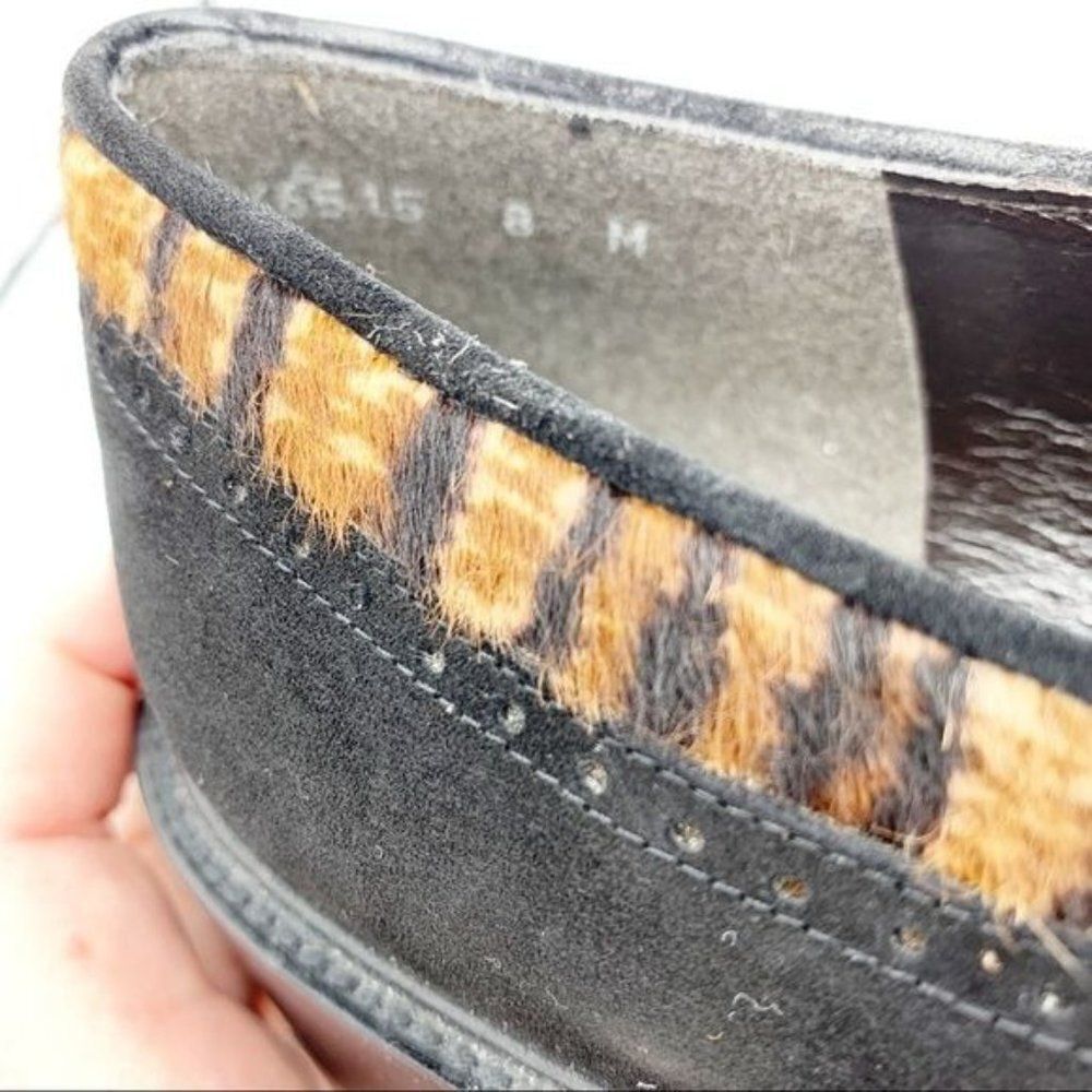 STUART WEITZMAN Black Suede and‎ Animal Print Calf-hair Lug Sole Tie Oxfords EUC - Picture 12 of 16
